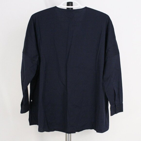 NWT Kit & Ace Stretch Shirting Navy V-Neck Button Down Blouse Oversized Size S - Picture 5 of 9